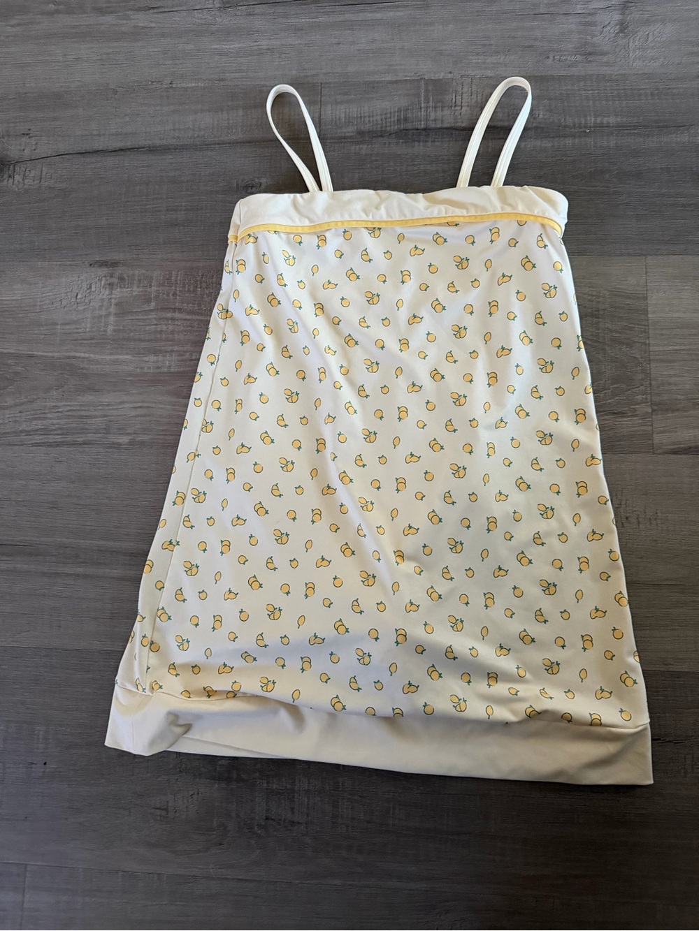 all in motion White Spaghetti Strap Dress with Yellow Lemon Print